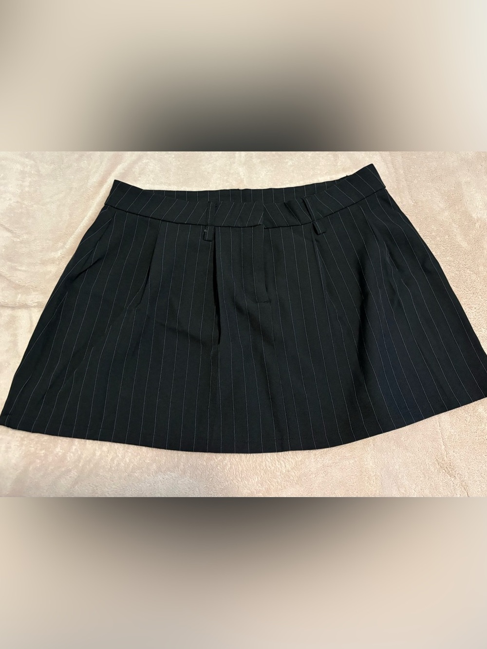Black Pinstripe Mini Skirt